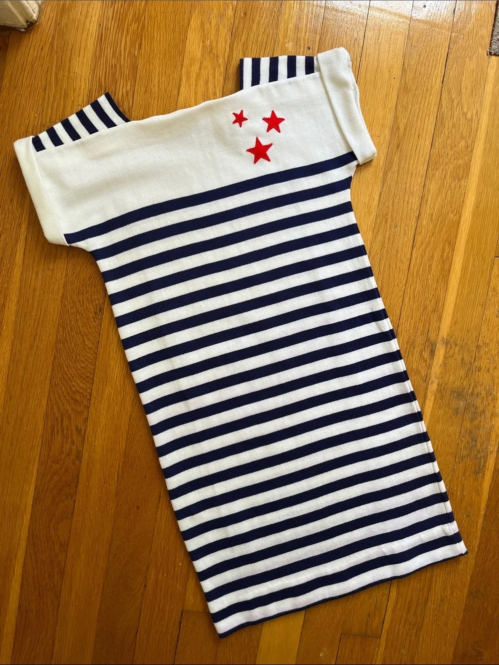 80s Vintage Girls Nautical Stars & Stripes Sun Dress Size 10 - 12